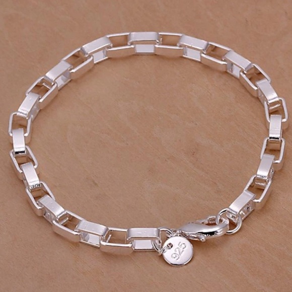 Sterling Silver Box Chain Link Unisex Necklace Matching Bracelet Set - Picture 2 of 6